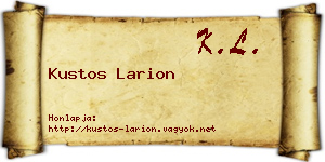 Kustos Larion névjegykártya